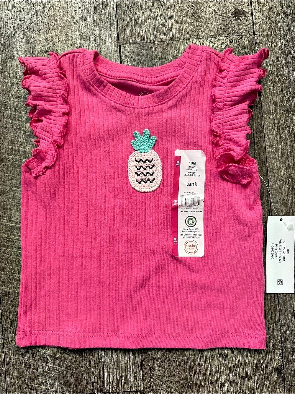 Wonder Nation BG Flutter Tee Pink Girls 18M